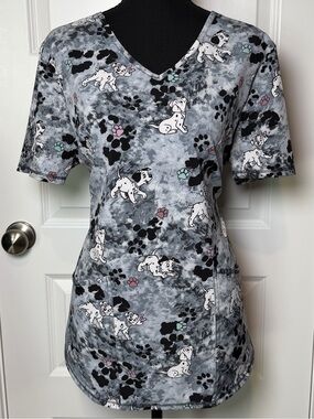 Disney 101 Dalmatians Scrub Top Medium Stretch Lightweight Cooling Performance